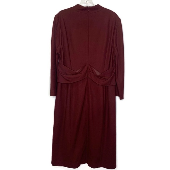 Hobbs London Burgundy Wool Long Sleeve V-Neck Midi Dress Size 14 NWOT! - Picture 2 of 11